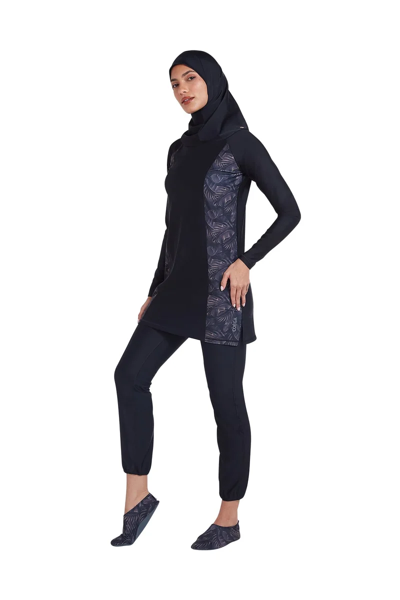 COEGA SUNWEAR  COEGA  Ladies Ladies Modest 3pc Swim Set - Nero Silver Tropical for Women | Best Price UAE
